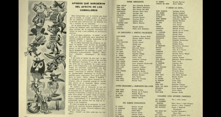 Anuario de 1974: Apodos que surgieron del afecto de los corraleros