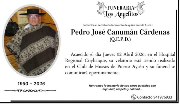 Condolencias por fallecimiento de don Pedro José Canumán Cárdenas